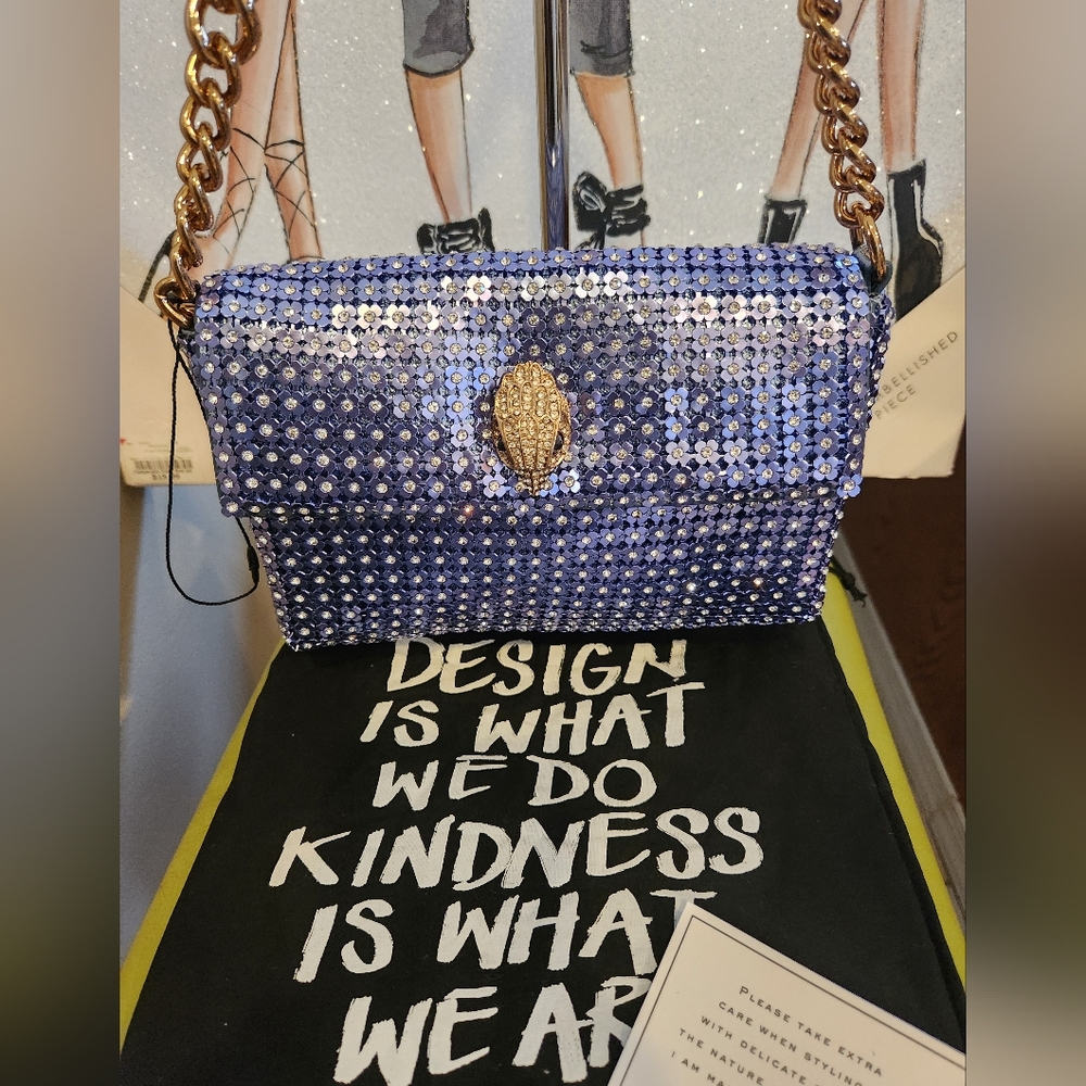 Kurt Geiger Blue/Purple Sequin Chain Shoulder/Crossbody Bag NWOT